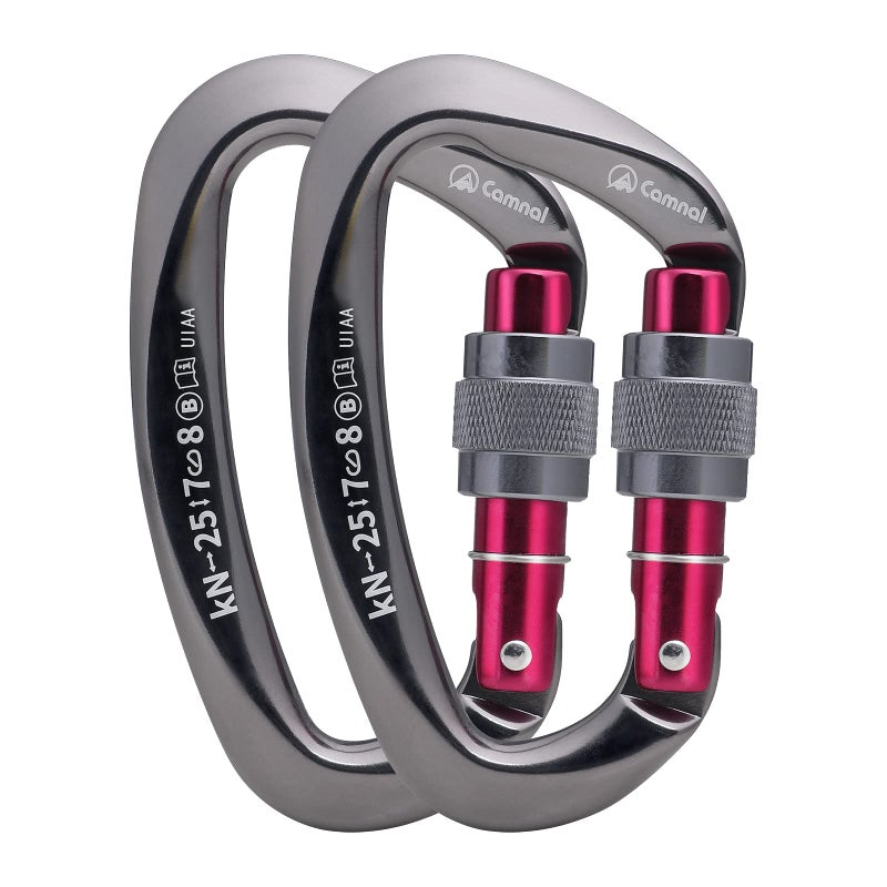 حلقة تسلق CAMNAL شديدة التحمل من UIAA، حلقة تسلق معتمدة 25KN (حوالي 5620 رطل) حلقة تسلق على شكل حرف D لتسلق الصخور والعمل الجوي لتسلق الجبال - Image 1